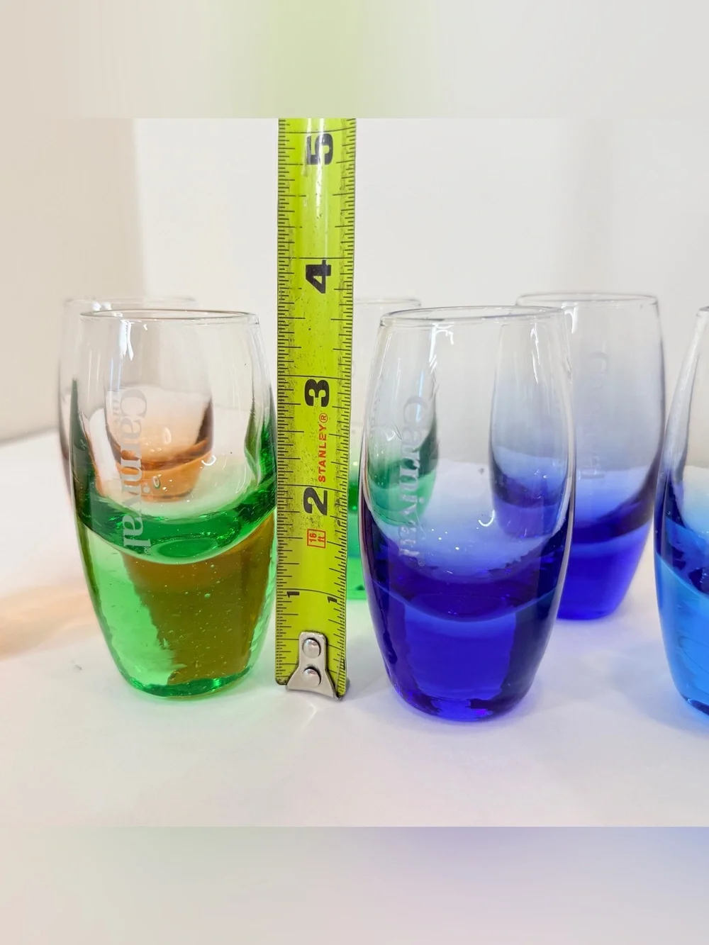 7 Carnival Cruise Line Rainbow 2 oz. Shot Glasses Heavy Base